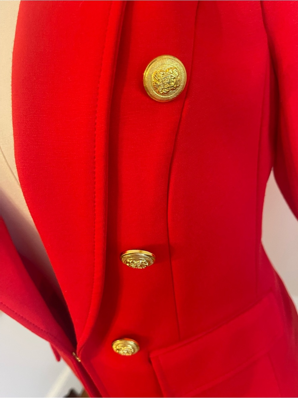 New York & Company Red Double-Breasted Gold-Button Blazer - Picture 2 of 8